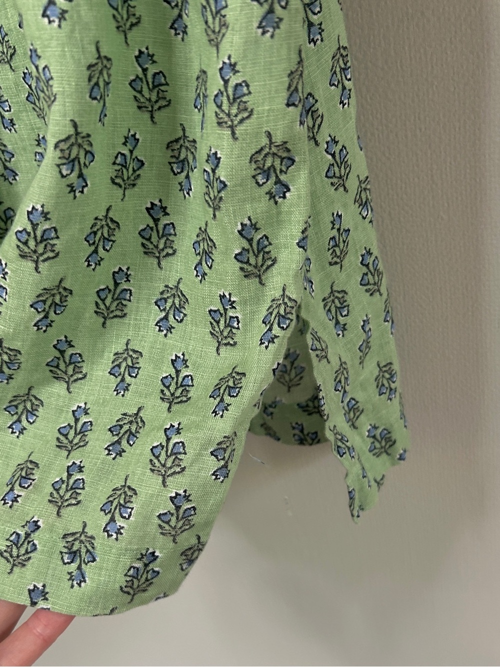 Pure Jill Linen Botanical Block Print Sleeveless Henley Blouse Relaxed Cottage S - Picture 9 of 12